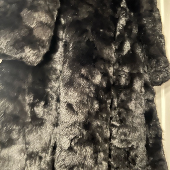 Vtg Gen Paulson Fairmount Olympic Hotel US Rabbit Black Genuine Fur Coat Lux 50s - Picture 9 of 14